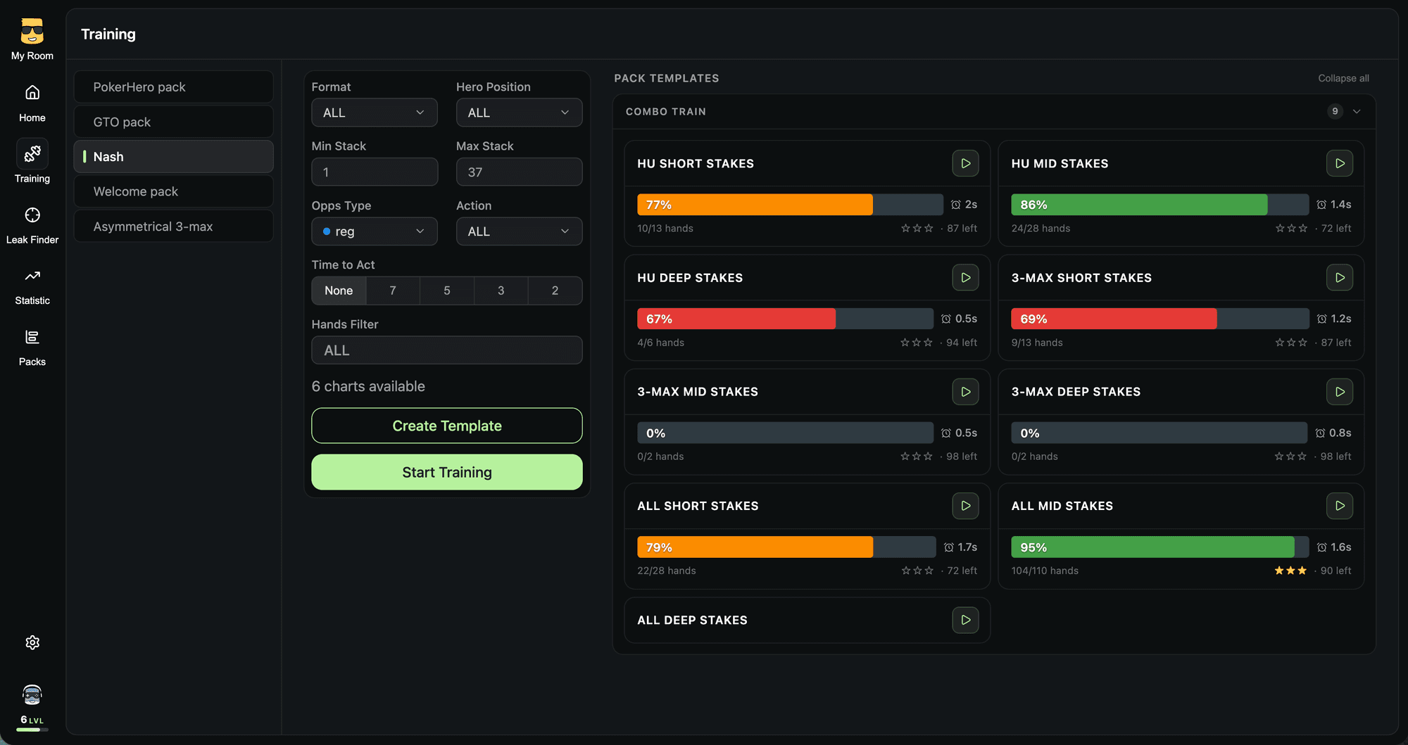 Chart / pack library — app screenshot