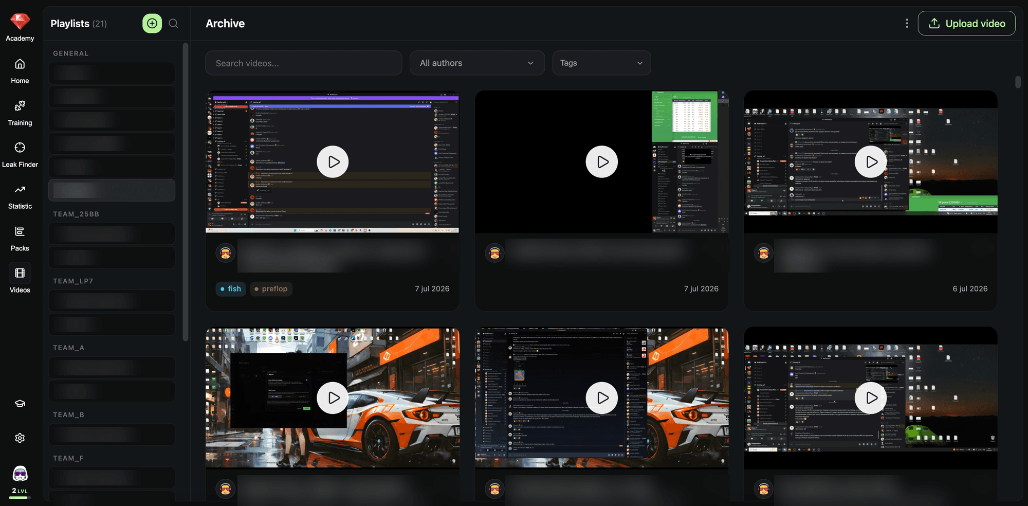 Coach hub — training videos, app screenshot